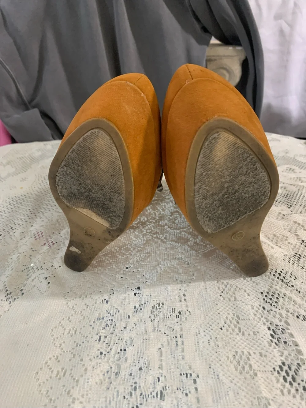 Faux Fur Trim Wedge Booties in Cognac Tan with Buckle Detail